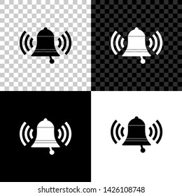 Ringing bell icon isolated on black, white and transparent background. Alarm symbol, service bell, handbell sign, notification symbol. Vector Illustration