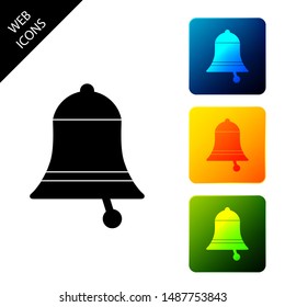 Ringing bell icon isolated on white background. Alarm symbol, service bell, handbell sign, notification symbol. Set icons colorful square buttons. Vector Illustration