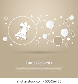 Ringing bell icon on a brown background with elegant style and modern design infographic. Vector illustration