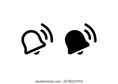 Ringing Bell Icon in Outline and Solid Style vector