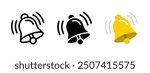 Ringing bell icon. Ring of the school bell vector illustration. Alarm symbol. Alert call sign. Notification pictogram. Doorbell isolated concept.