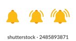 Ringing bell icon set in flat style. Notification alert sign symbol