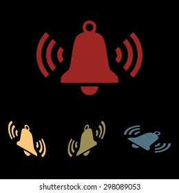 Ringing bell icon set. Isometric effect