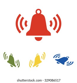 Ringing bell icon set. Isometric effect
