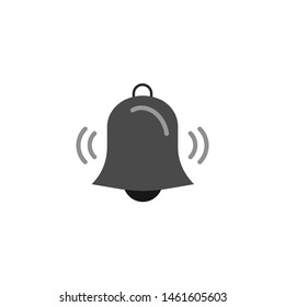 Ringing bell icon in trendy flat style isolated on clock grey background. Notification symbol for your web site design