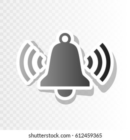 Ringing bell icon. Vector. Blackish icon on transparent background with transition.
