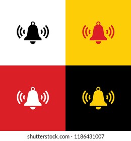 Ringing bell icon. Vector. Icons of german flag on corresponding colors as background.