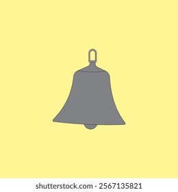 Ringing bell icon vector illustration isolated on yellow background