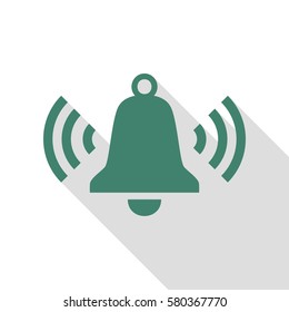 Ringing bell icon. Veridian icon with flat style shadow path.