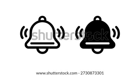 Ringing bell icons in black and white on white background.