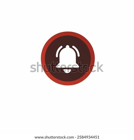 Ringing bell isolated in white. Red. Round.notification bell.subscribe button.Notification bell icon. Alarm symbol, Incoming message. Bell for subscribe, alarm and push chat alert. New notification.