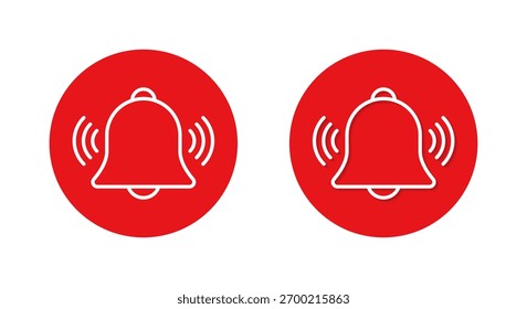 Ringing bell outline icon with shadow. Alarm and notification alert symbol