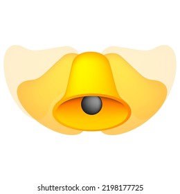 Sonar una campana realista. Icono de timbre de notificación 3d aislado en fondo blanco. Ilustración del vector