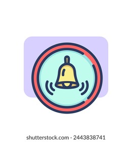 Ringing bell thin line icon. Alarm clock, notification, reminder, jingle outline sign. Time management or planning concept. Vector illustration symbol element for web design and apps
