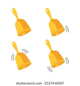 Ringing bell vector icon set. Notification incoming inbox message, social media reminders, subscription notices, subscription alerts and important news push. Isolated on white background