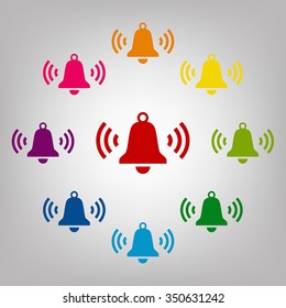 Ringing bell vector sign. Icons colorful set