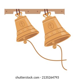 Ringing bells in the Christian tradition. Vector clipart.