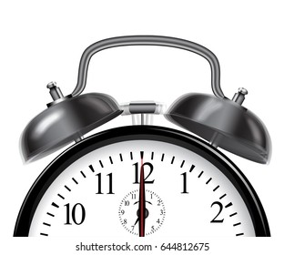 Ringing black alarm clock. Vector illustration.