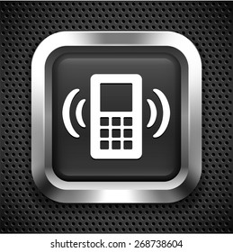 Ringing Cell Phone on Black Square Button