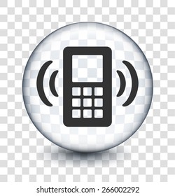 Ringing Cell Phone on Transparent Round Button
