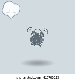 Ringing icon with shadow. Cloud of download with arrow.