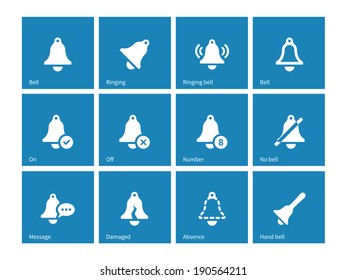 Ringing icons on blue background. Vector illustration.