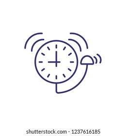 Ringing line icon. Clock and school bell. Time concept. Can be used for topics like alarm, schedule, emergency