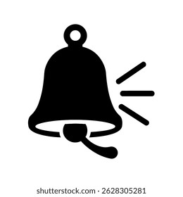 Ringing notification bell vector icon alert sound symbol reminder alarm message black and white graphic 100