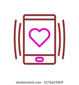 Ringing phone with a heart notification on display