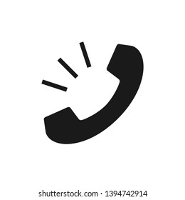 Ringing phone icon. Call icon in simple flat design. Phone handset with waves. Telephone symbol isolated on a white background illustration
