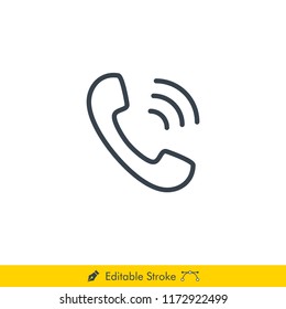 Ringing Phone Icon / Vector - In Line / Stroke Design