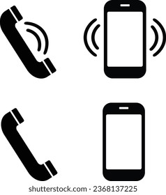 Ringing phone simple icon set. Smartphone ringing. Phone sign. Vector