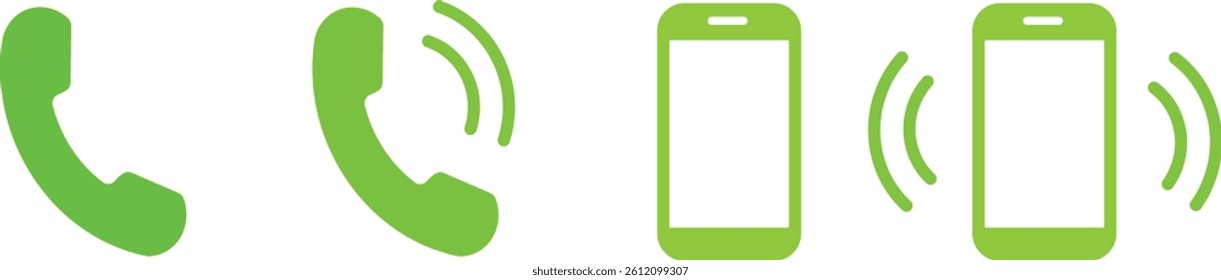 Ringing phone simple icon set. Contact us telephone sign.Cell phone pictogram isolated on white background.
