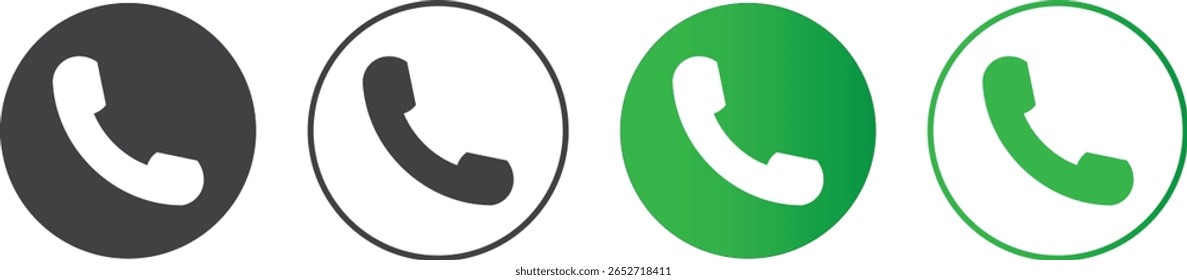 Ringing phone simple icon set. Black and white call sign, call icon design, Contact us icon vector,
