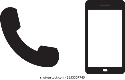 Ringing phone simple icon set. Website set icon vector, Black call icon sign, Smartphone ringing, smartphone with a blank screen,
