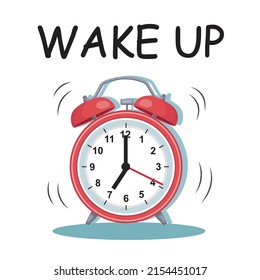 Ilustración vectorial de la caricatura del reloj de alarma roja que suena.