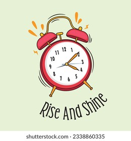 Ringing red alarm clock illustration vector in cartoon style