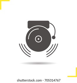 Ringing school bell glyph icon. Drop shadow silhouette symbol. Negative space. Vector isolated illustration