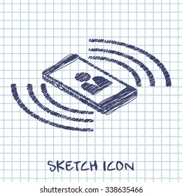 ringing smart phone 3d isometric sketch icon 