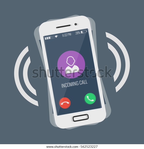  Ringing  Smartphone Flat Design Vector  Illustration Stock 
