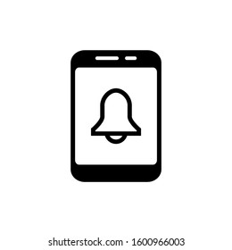 Ringing smartphone icon in black flat design on white background, style sign for mobile concept and web design, Mobile phone ringing, vibrating vector icon, Symbol, logo illustration, Vector graphics