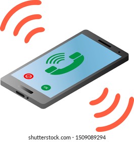 Ringing smartphone isolated on a white background. Concept for communication.
