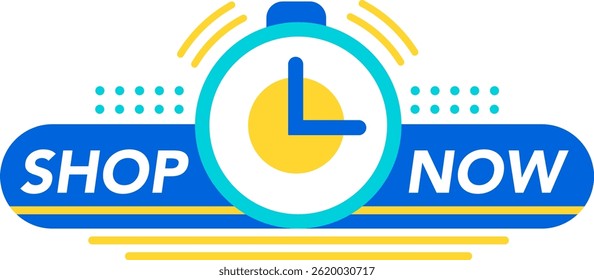 Ringing stopwatch signals urgency while a blue and yellow banner promotes a limited time offer, capturing attention for an exciting shopping opportunity