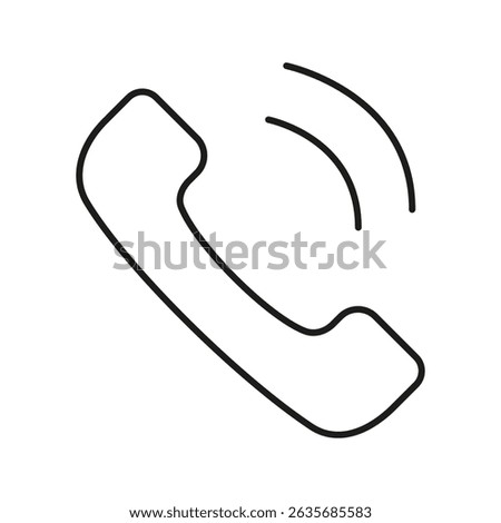 Ringing Telephone Handset Line Icon. Communication, Connectivity, And Call Alert Outline Symbol. Telecommunication And Customer Service. Editable Stroke. Isolated Vector Illustration.