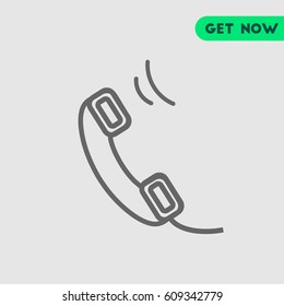 Ringing Telephone Vector Icon, The outlined symbol of cellphone. Simple, modern flat vector illustration for mobile app, website or desktop app   