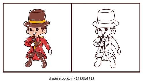 Ringmaster character with sketch vector illustration