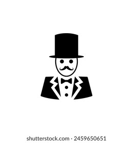 Ringmaster, Circus Ceremony Master with Hat flat vector icon. Simple solid symbol isolated on white background. Ringmaster, Circus Ceremony Master sign design template for web mobile UI element