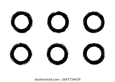 rings in brush stroke set