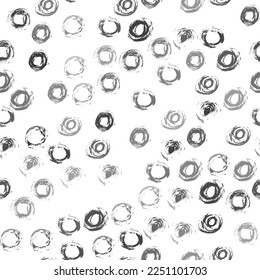 Rings, circles, grunge texture on a white background. Vector seamless pattern. The abstract image is hand-drawn.,