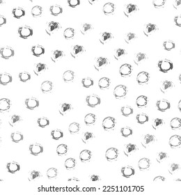 Rings, circles, grunge texture on a white background. Vector seamless pattern. The abstract image is hand-drawn.,